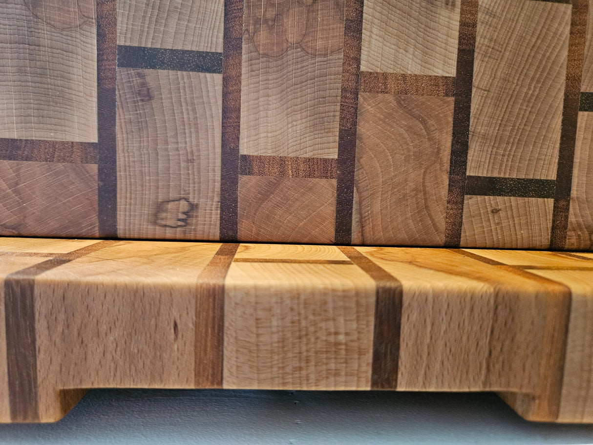 🔪 TXTRENDING Snijplank – Kopshout Beuken & Afrikaans Hardhout | 36×37×4,5 cm | Handgemaakt in Nederland (referentie 25)