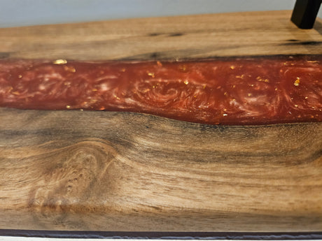 TXTRENDING Serveerplank met Onderzetters – Hout & Epoxy – Set van 5 – 51×20 cm – Handgemaakt