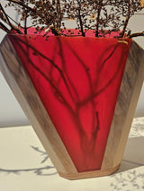 TX Trending Design Vaas – Hout & Rode Epoxy – Handgemaakt – 35×28×7 cm