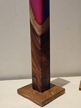 TX trending Decoratieve Houten Sculpturen met Epoxy – Glow in the Dark – Set van 2 – 52 & 35 cm – Handgemaakt