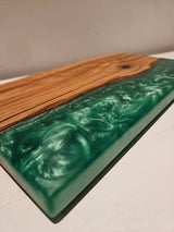 TXTRENDING Eikenhouten Serveer- & Borrelplank met Groene Epoxy | 35×19×2,5 cm | Handgemaakt