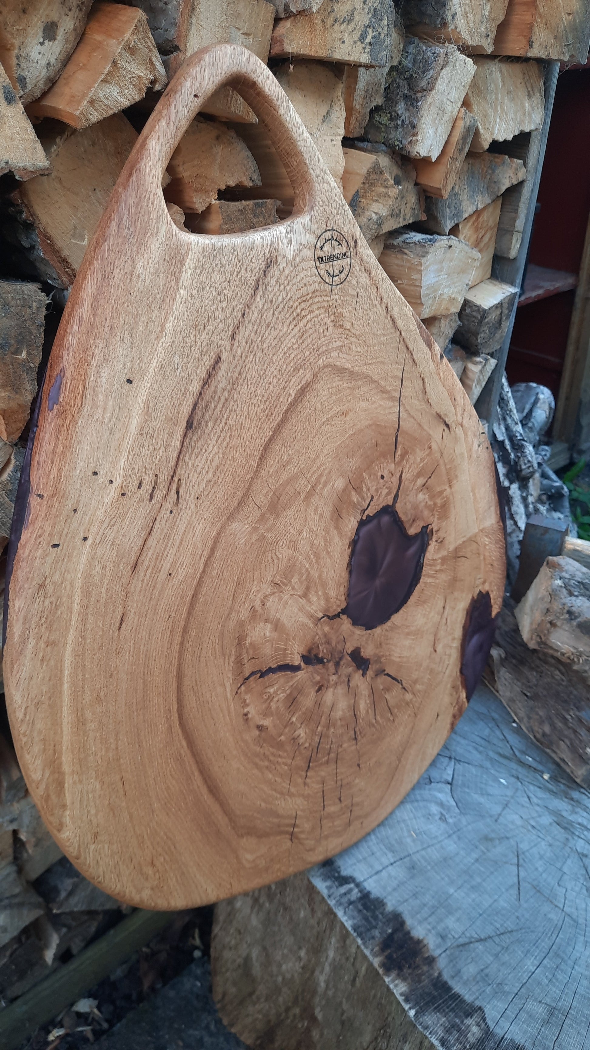 Eiken serveerplank met epoxy – Handgemaakt & vol karakter (ref. 03)   