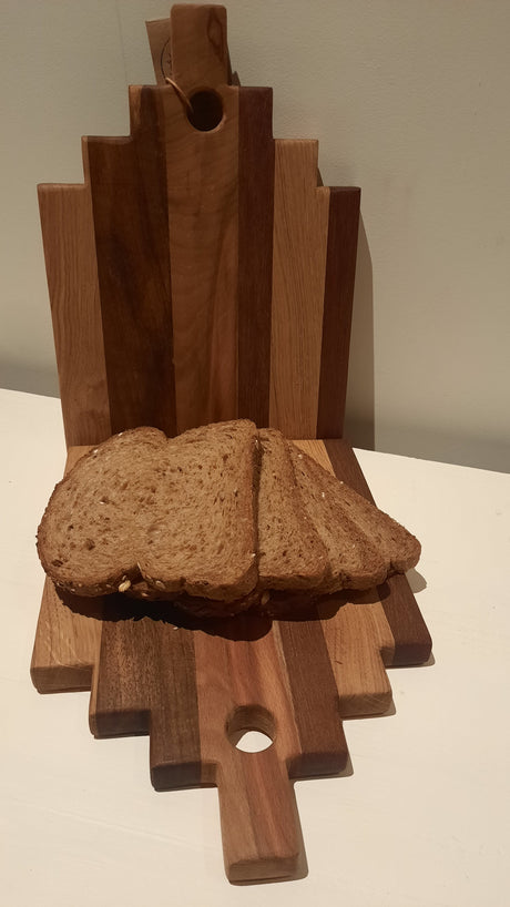  Houten Snijplanken TXTRENDING Set van 2 “Trapgevel” – Mahonie & Eiken