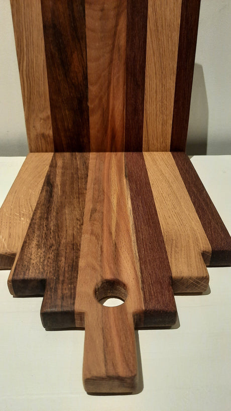  Houten Snijplanken TXTRENDING Set van 2 “Trapgevel” – Mahonie & Eiken