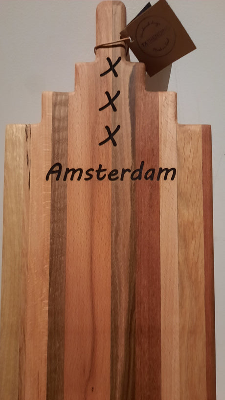 TXTRENDING Houten Borrelplank “Amsterdam” – 65×19 cm | Handgemaakt