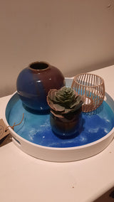 TXTRENDING Ocean Tray – Handgemaakt Dienblad met Epoxy Zee | Ø 30 cm