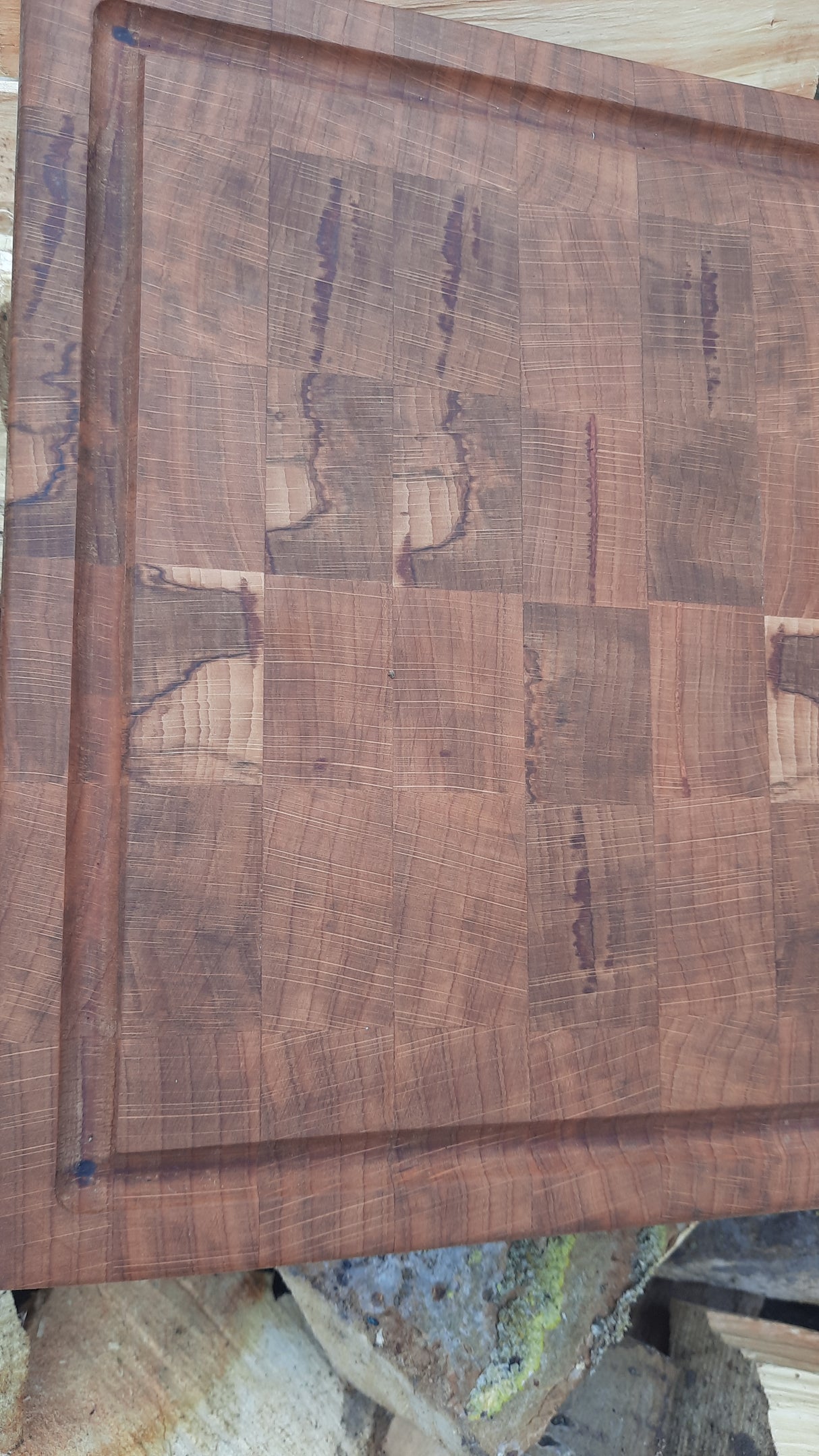 🔪 TXTRENDING Kopshouten Snijplank – Gevlamd Beukenhout | 35×31×6 cm (referentie 20)