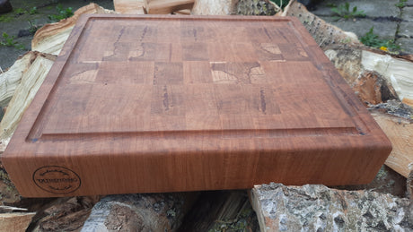 🔪 TXTRENDING Kopshouten Snijplank – Gevlamd Beukenhout | 35×31×6 cm (referentie 20)