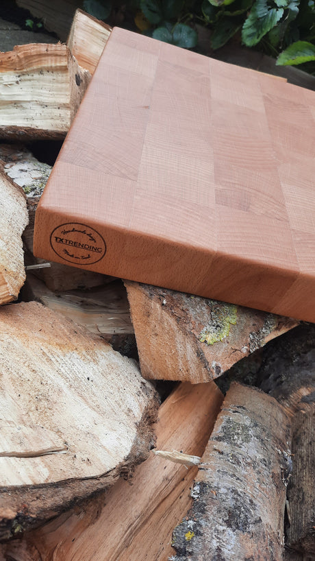 TXTRENDING Kopshouten Snijplank Beukenhout 29×33×4,5 cm | Dubbelzijdig