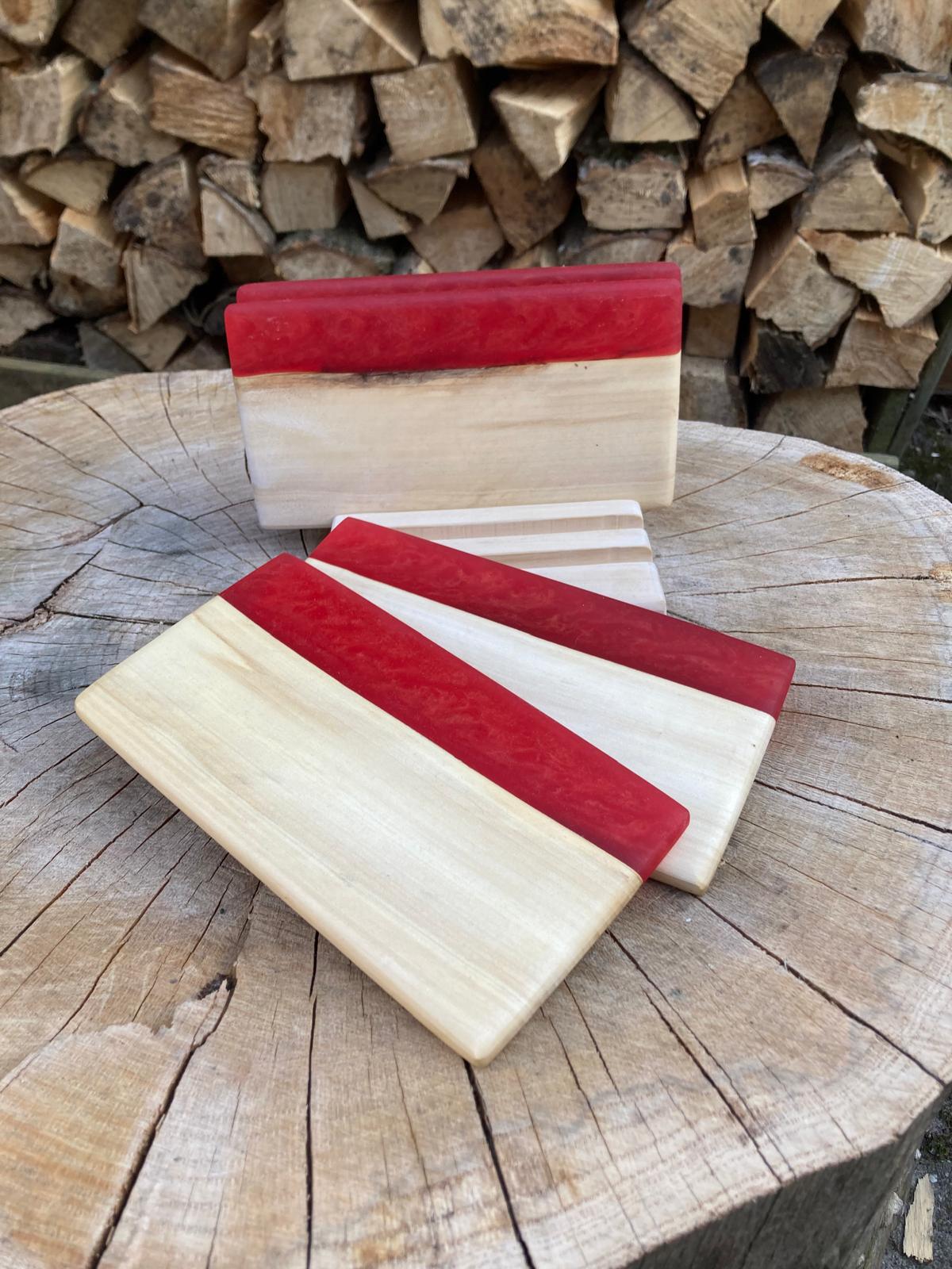 Set van 4 plankjes houten met houder 19×10 cm | Handgemaakt  stijlvol