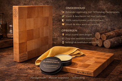 🔪 TXTRENDING Kopshouten Snijplank – Gevlamd Beukenhout | 35×31×6 cm (referentie 20)