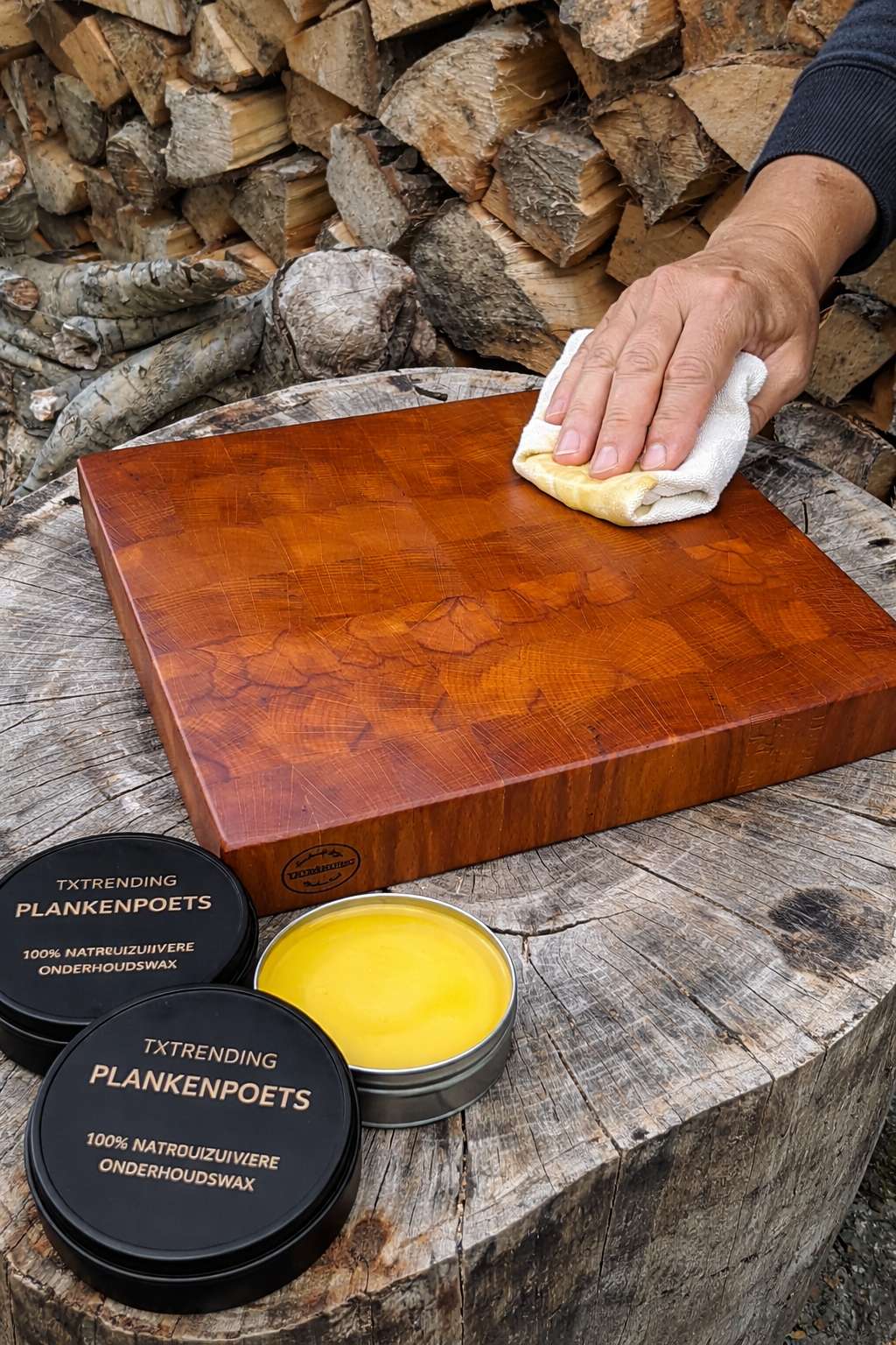 🪵 Plankenpoets, onderhouds wax voor snijplanken, serveerplanken, meubels, spatels en lepels van hout 100% natuurzuiver en voedselveilig
